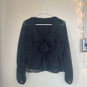 Abercrombie Black and White Polka Dot Blouse